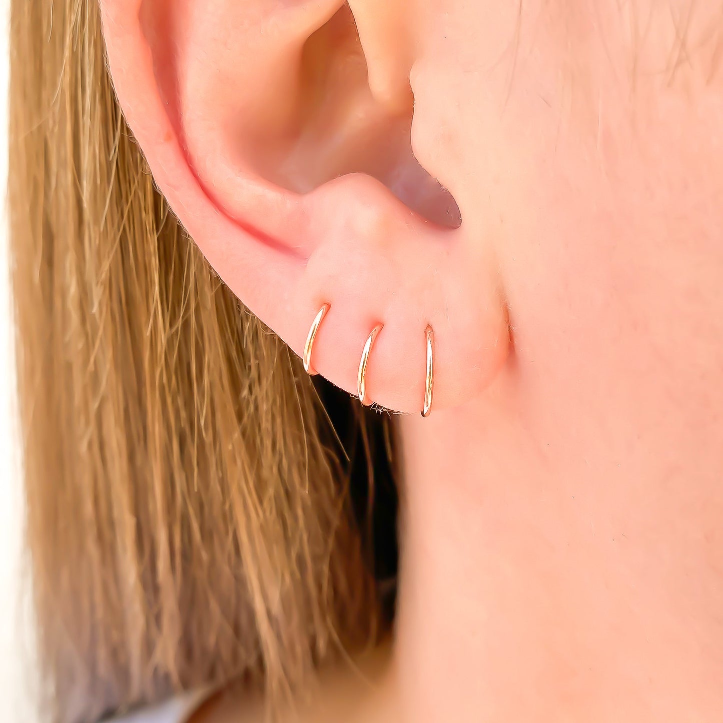 14K Rose Gold Hoop Earrings, Continuous