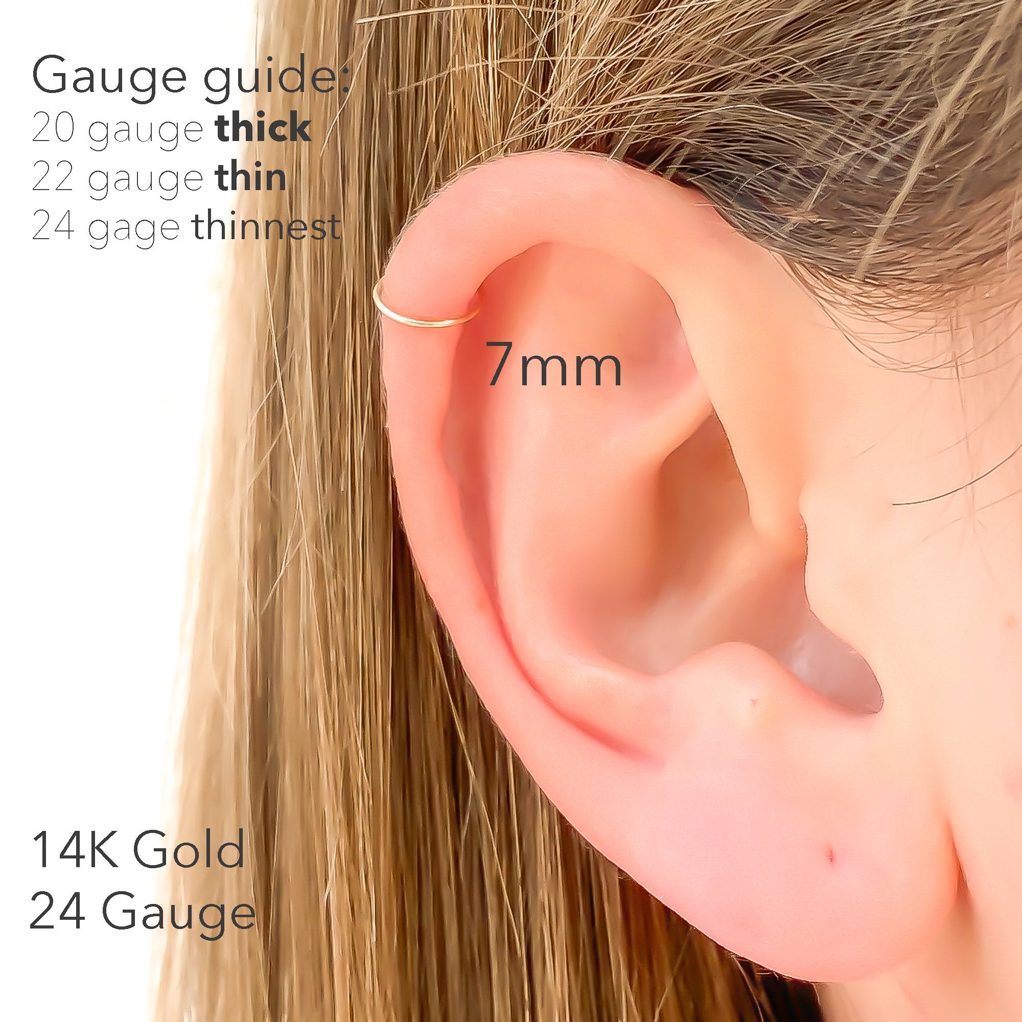 Thinnest earring deals gauge