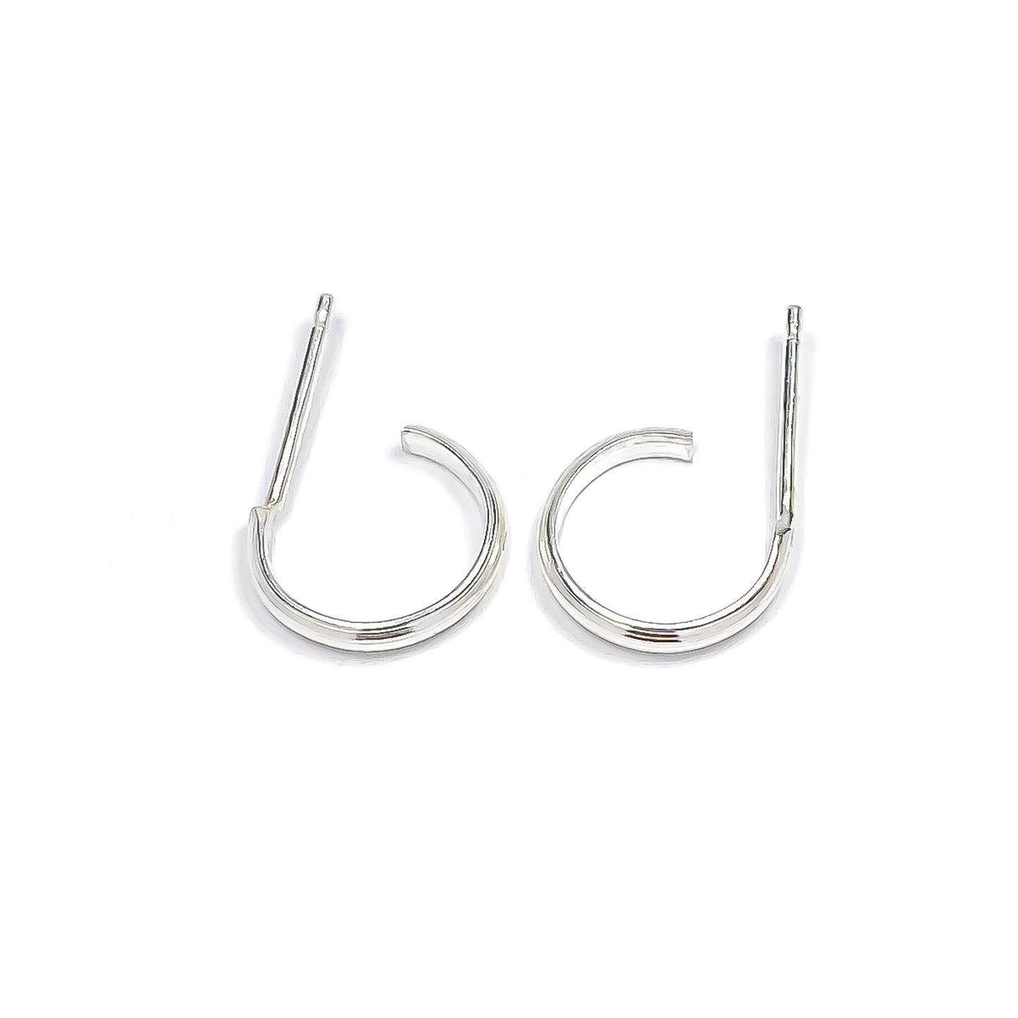 Hammered Hoop Earrings with Post, Sterling Silver