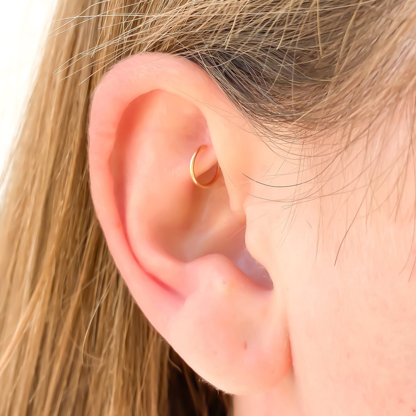 14K Gold Cartilage Hoop, Rook Hoop Earring