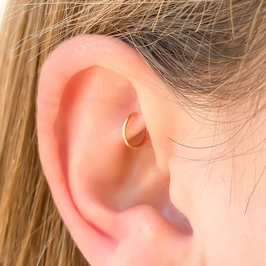14K Gold Cartilage Hoop, Rook Hoop Earring