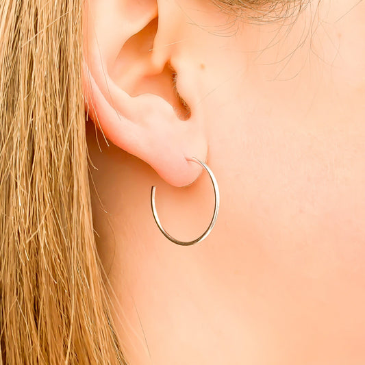 25mm Hoop Earrings, Sterling Silver