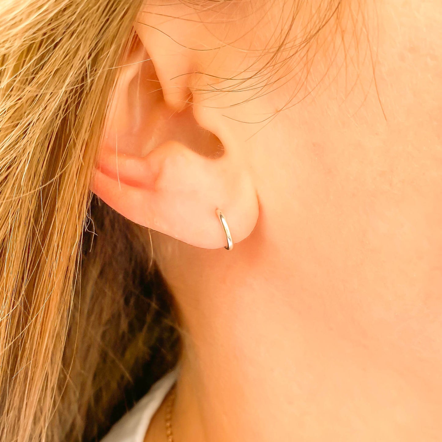 Sterling Silver Hoop Earrings with Posts, 7mm