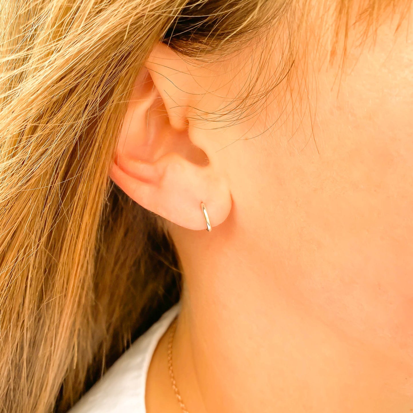 Sterling Silver Hoop Earrings with Posts, 7mm