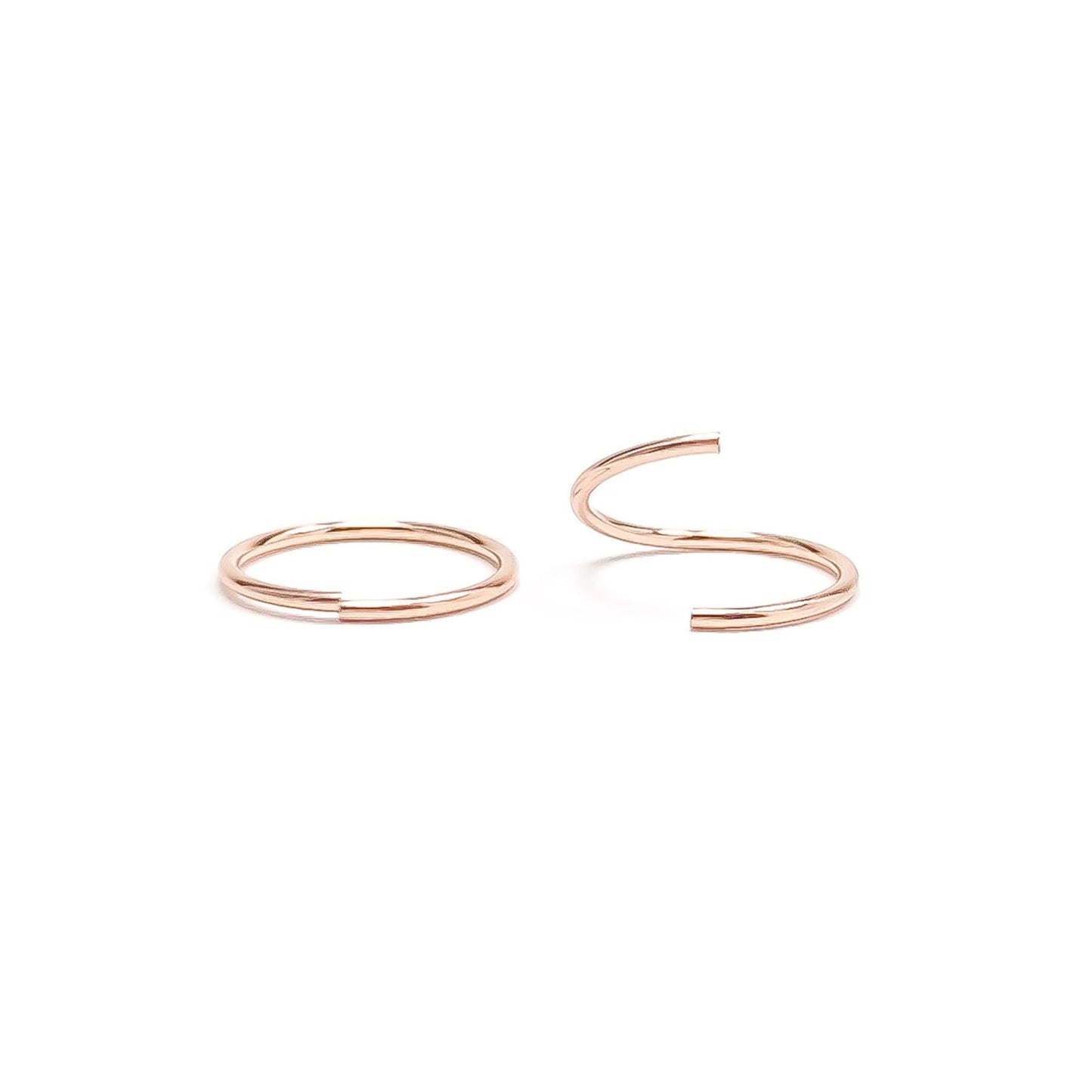 Solid 14K Gold Rose Gold Hoops, Continuous