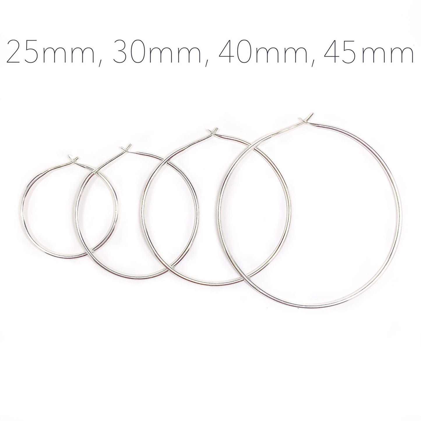 40mm Hoop Earrings, Sterling Silver