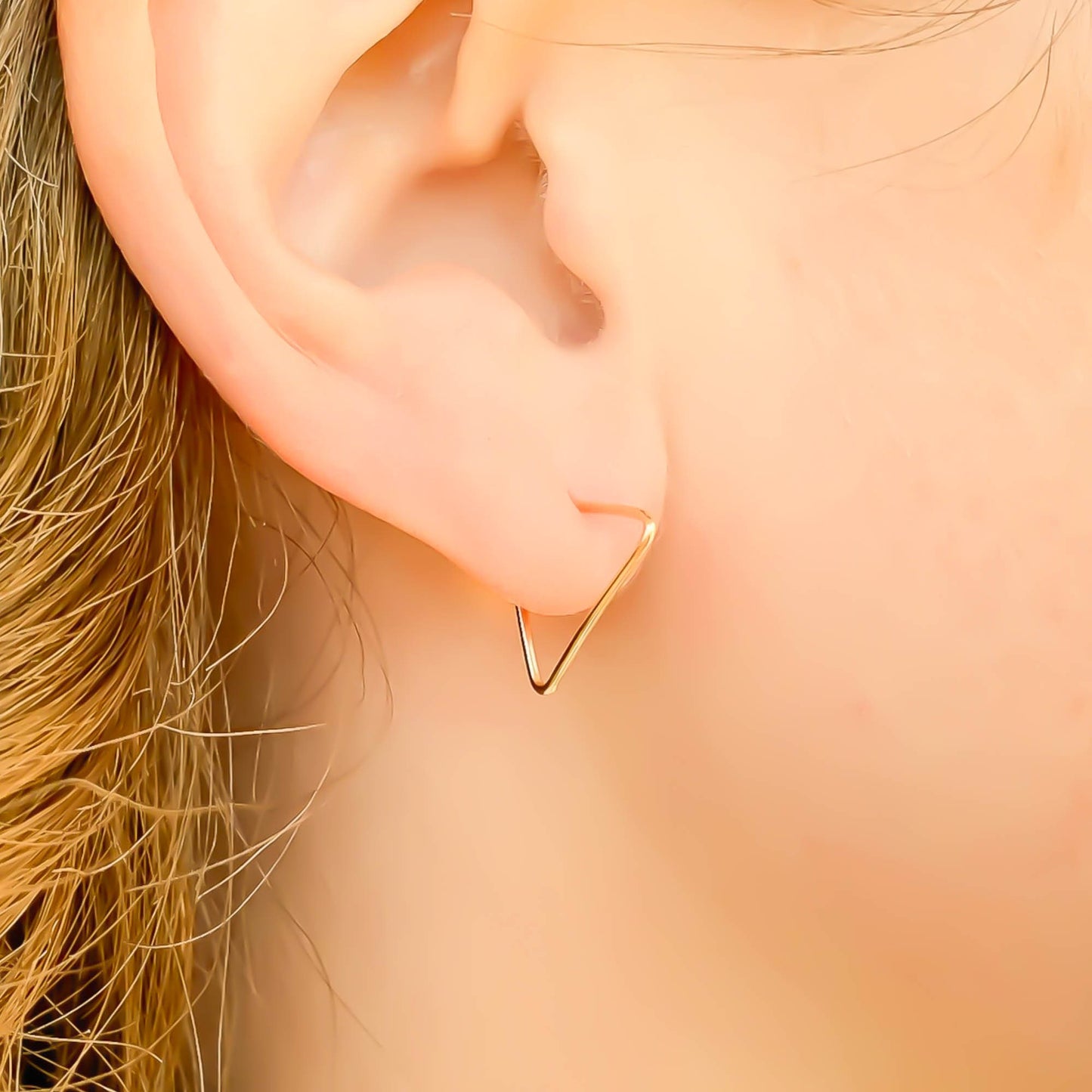 14K Gold Triangle Hoop Earrings