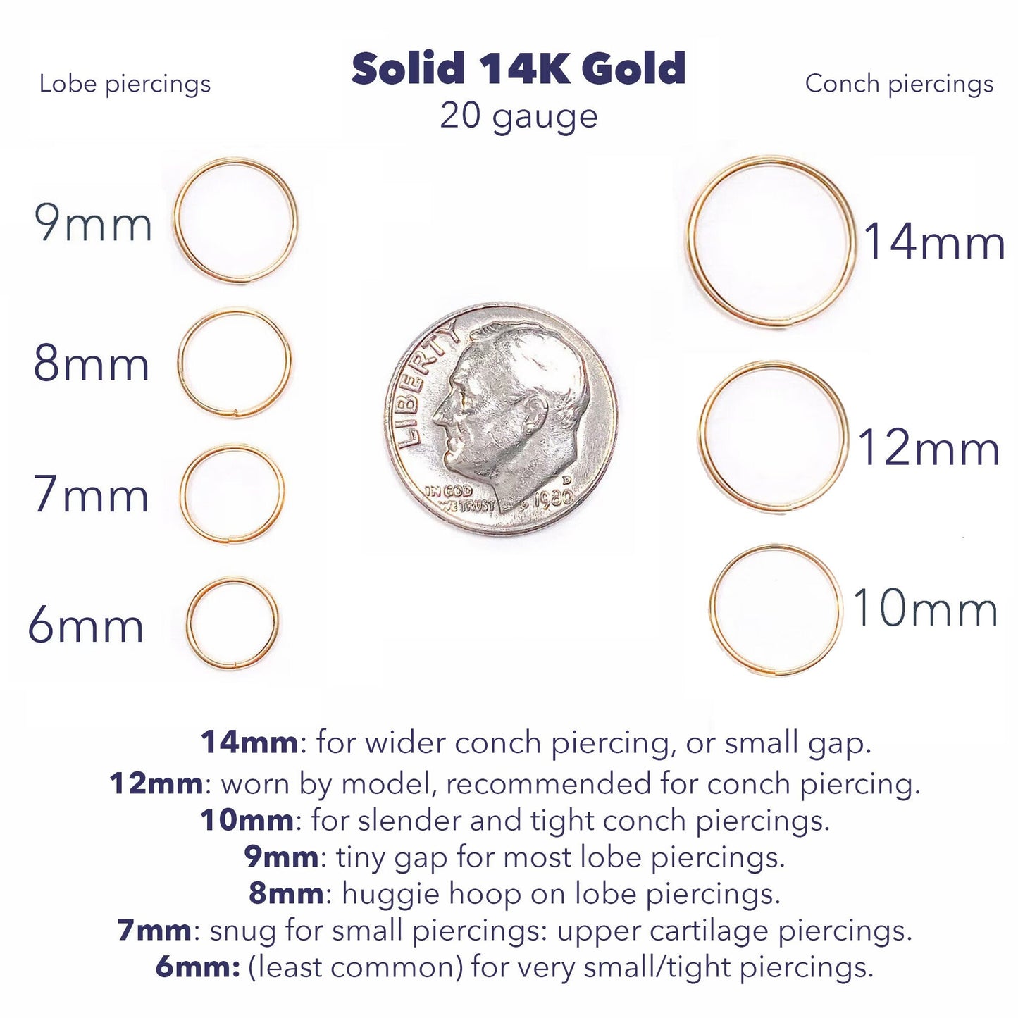 14K Gold Pierced Conch Hoop