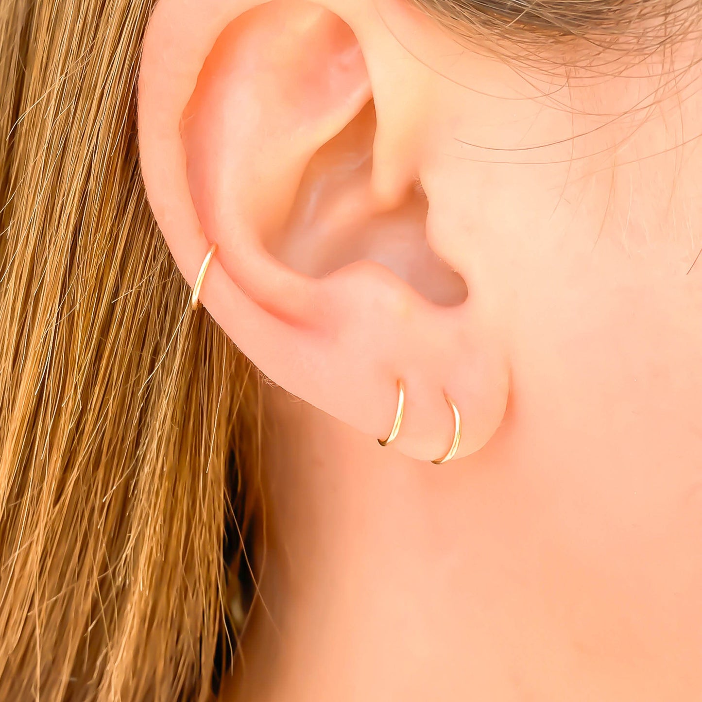 24K Solid Gold Tiny Hoop Earrings