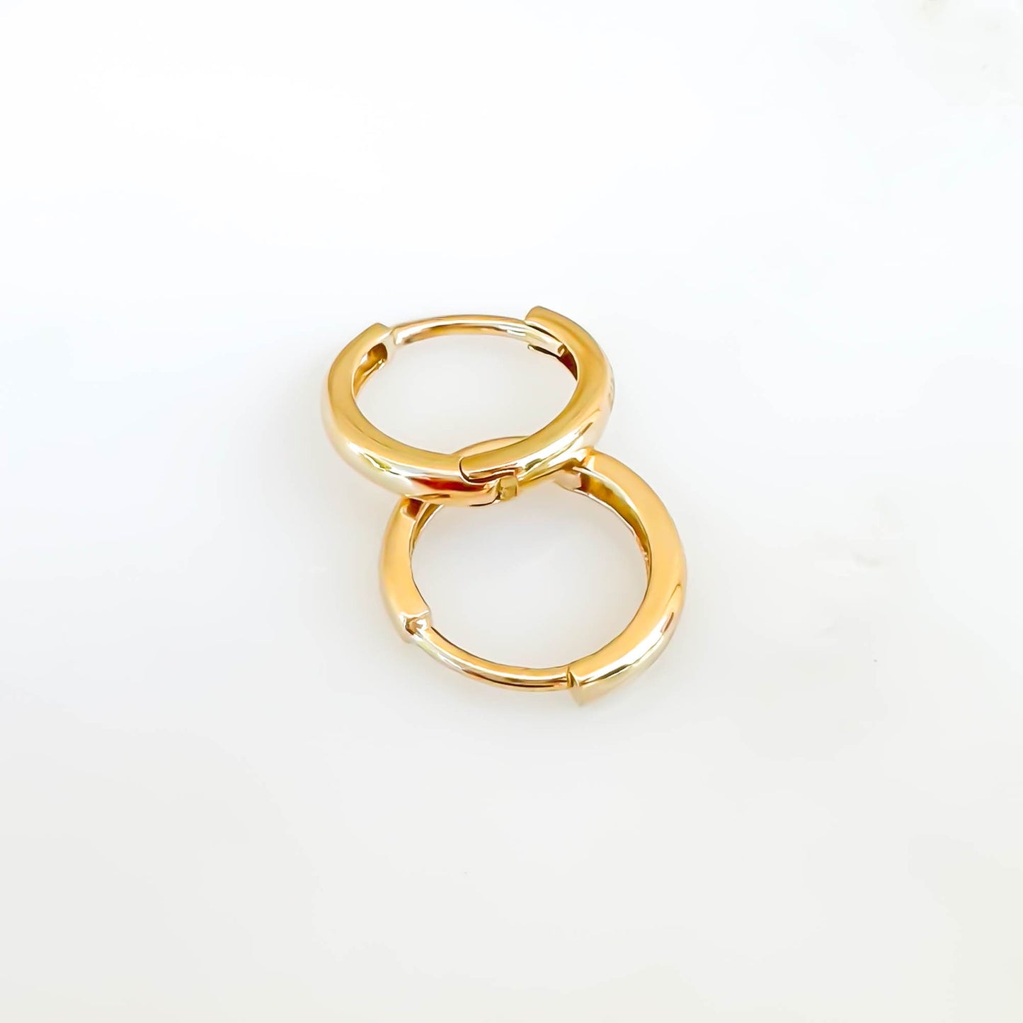 14K Solid Gold Hinge Hoop Huggie, 8mm