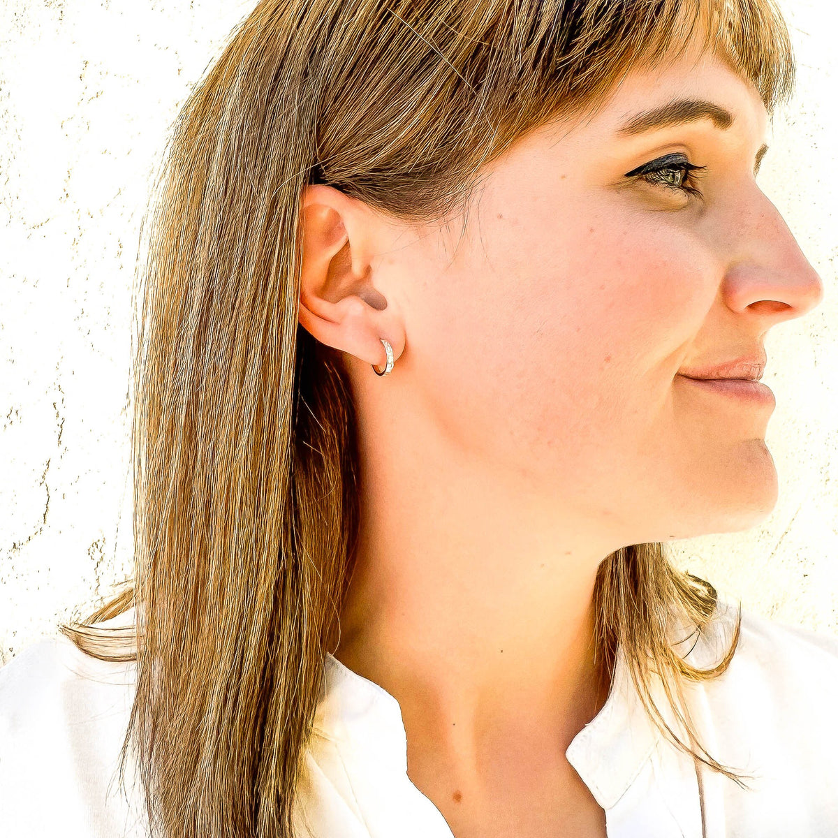 Solid 14K Gold CZ Hinge Hoops, 10mm
