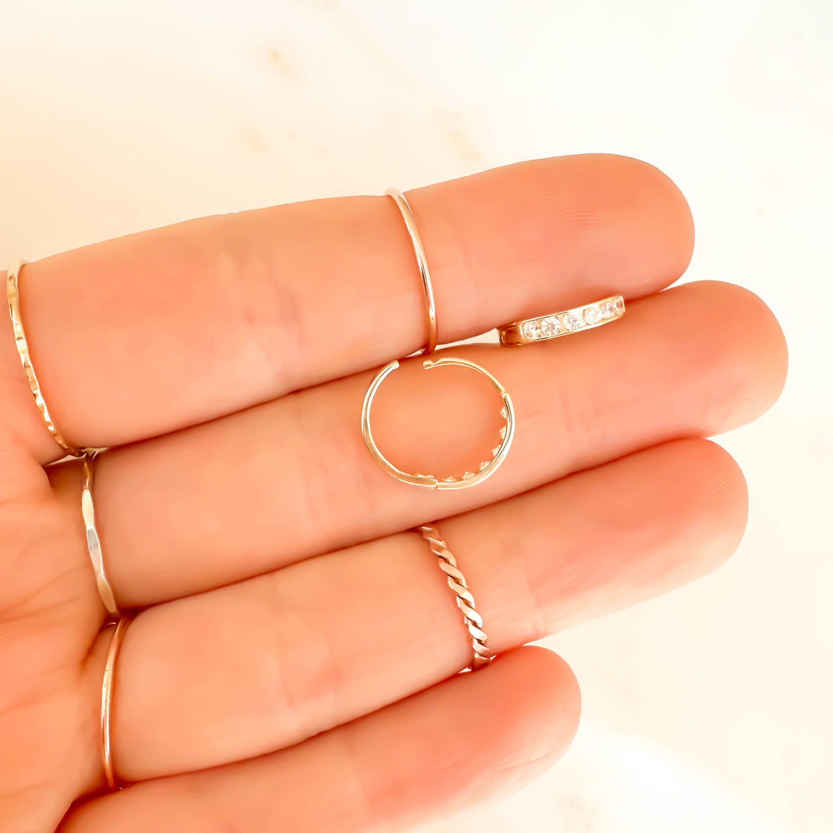 Solid 14K Gold CZ Hinge Hoops, 10mm