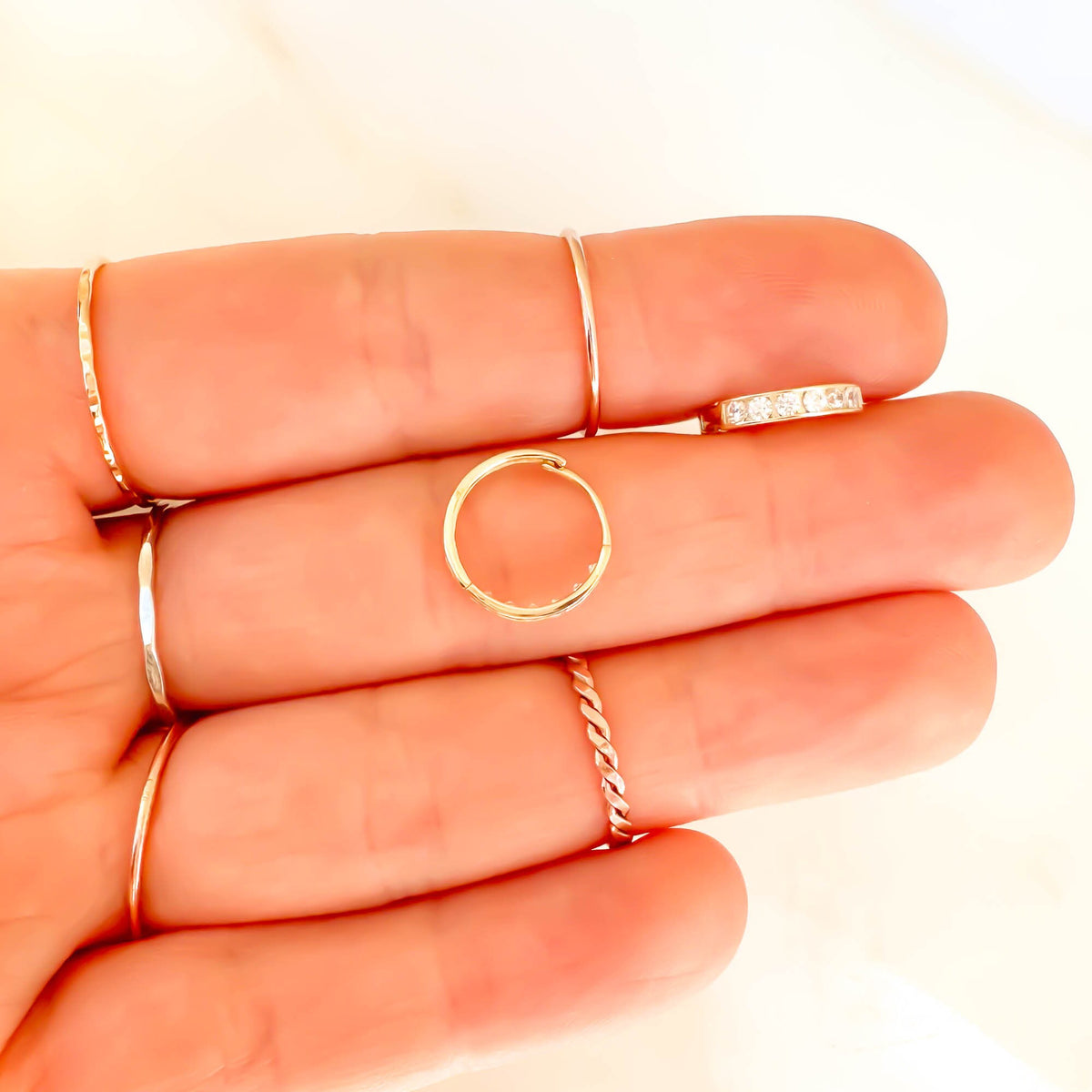 Solid 14K Gold CZ Hinge Hoops, 10mm