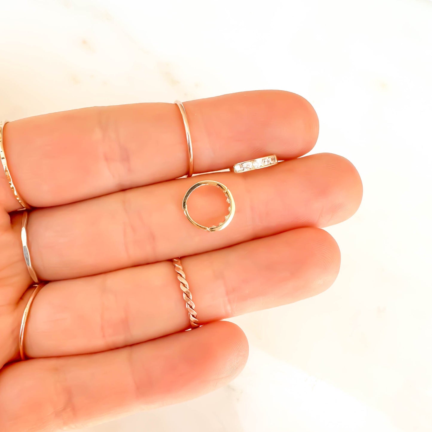 Channel Set 14K Gold Hinge Hoop Earrings, 8mm