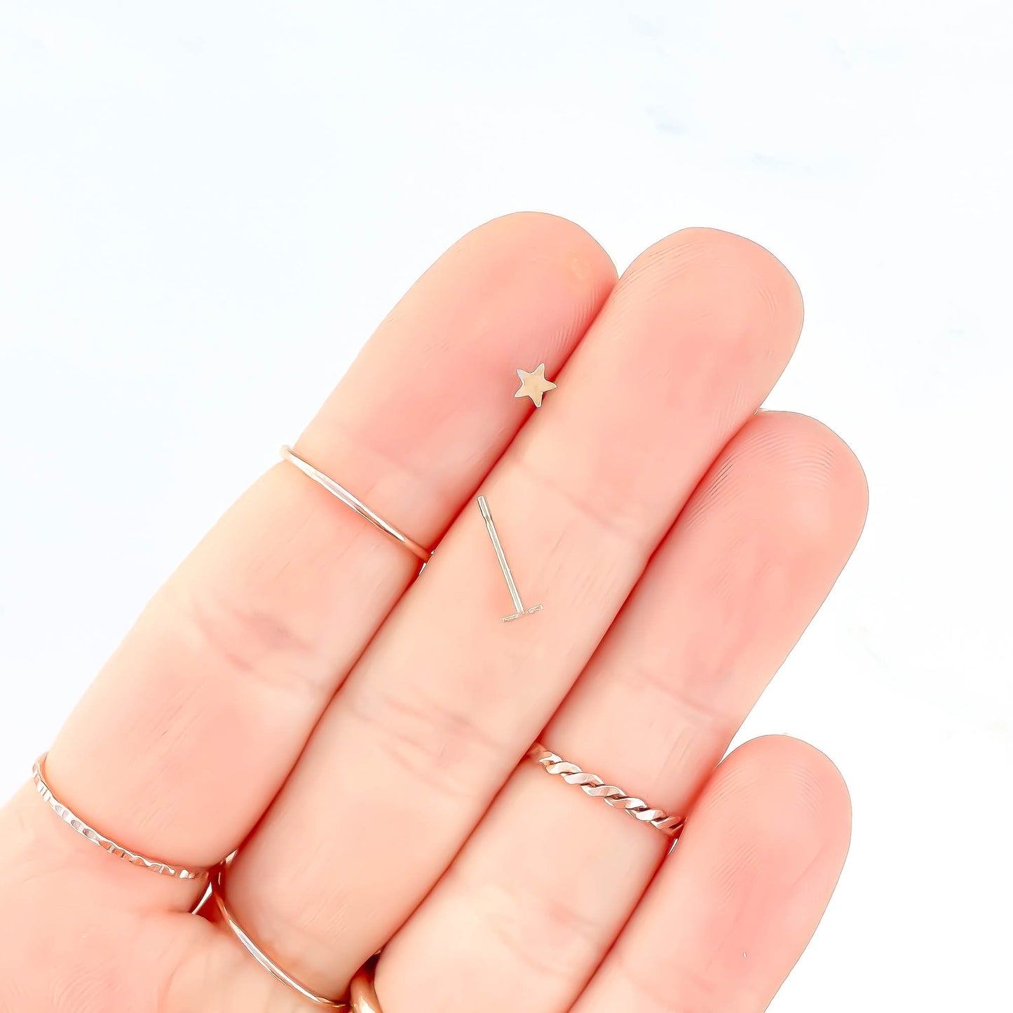 Star, Crescent, Circle, OR Square Studs, Single or Pair
