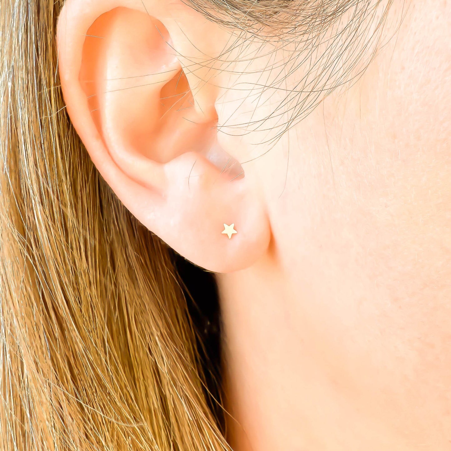 Star, Crescent, Circle, OR Square Studs, Single or Pair