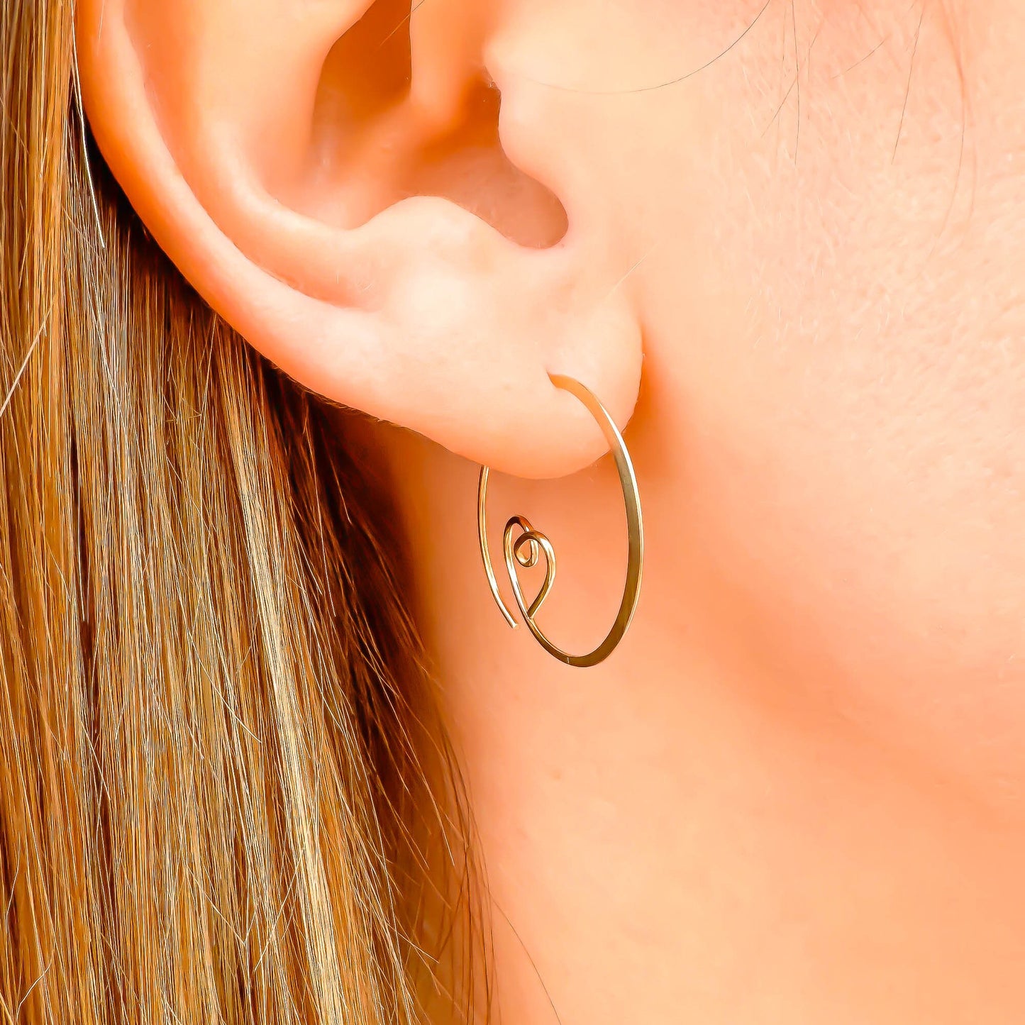 Heart Spiral Hoop Earrings, 14K Gold Filled