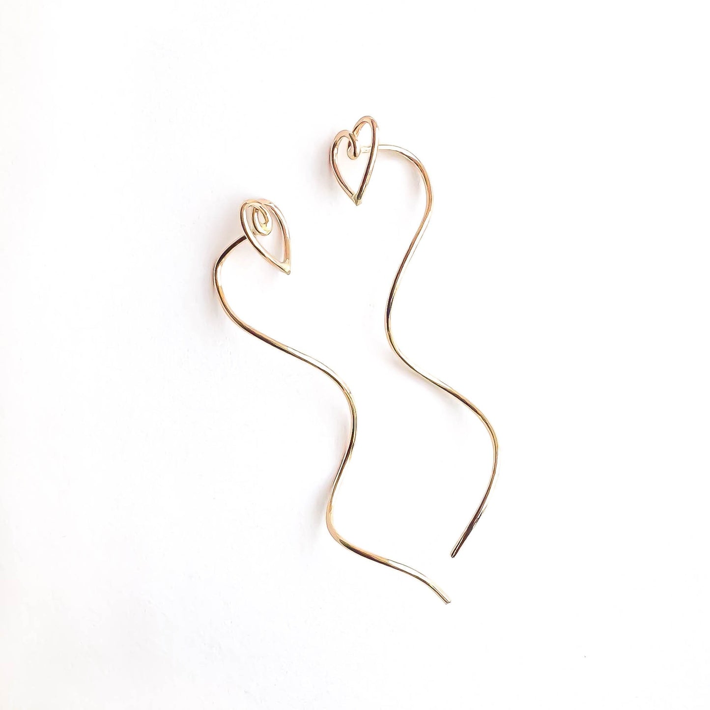 Heart Spiral Threader Earrings, 14K Gold Filled
