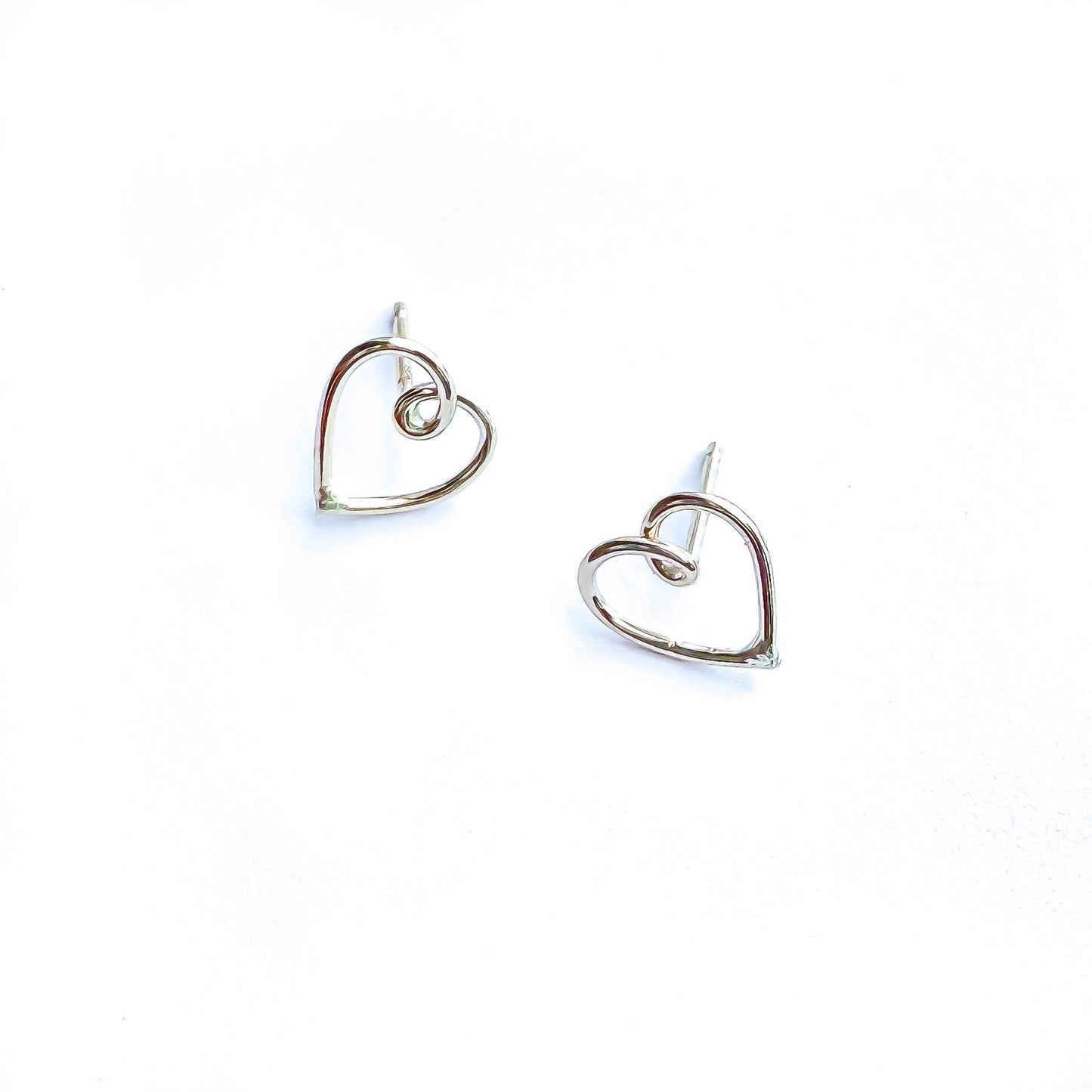 Heart Stud Earrings, Sterling Silver