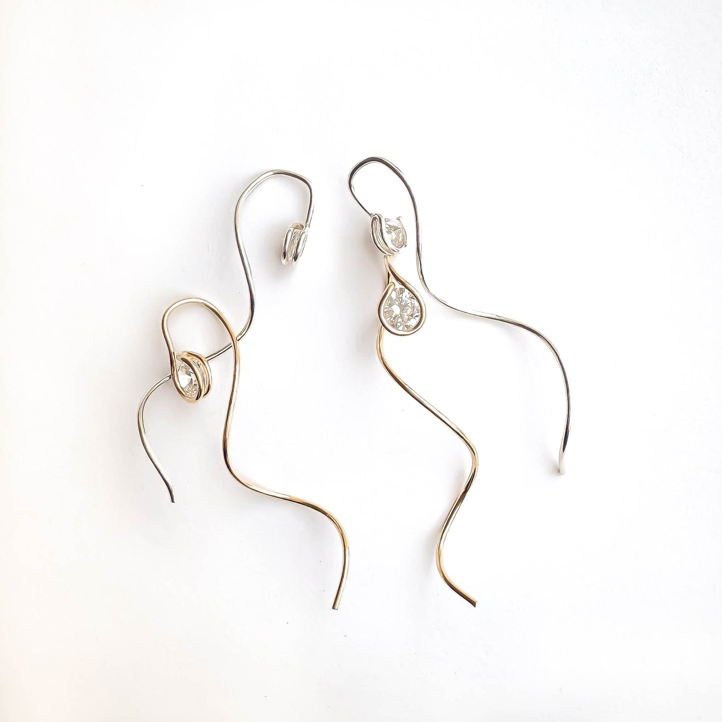 CZ Spiral Threader Earrings, 14K Gold Filled