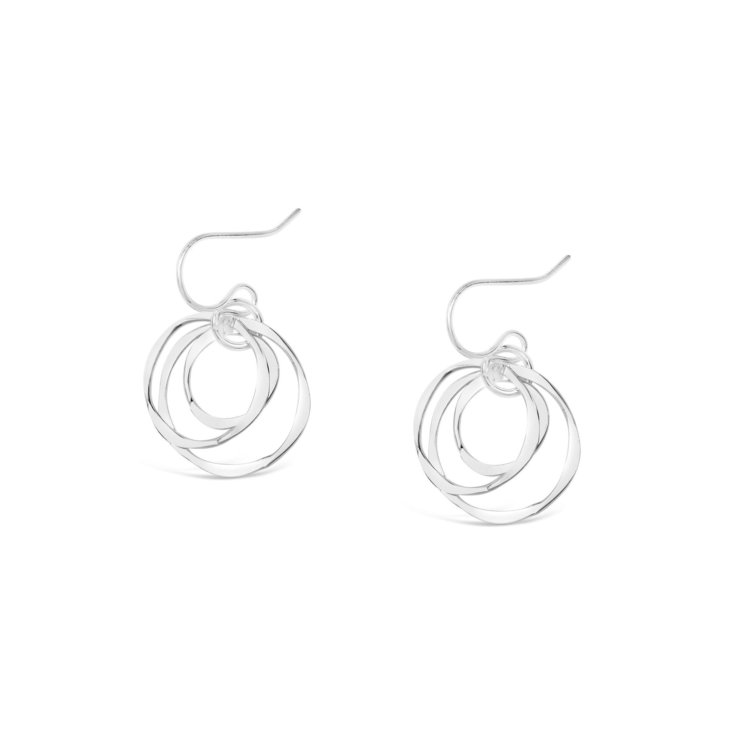 Silver Nested Circle Dangle Earrings