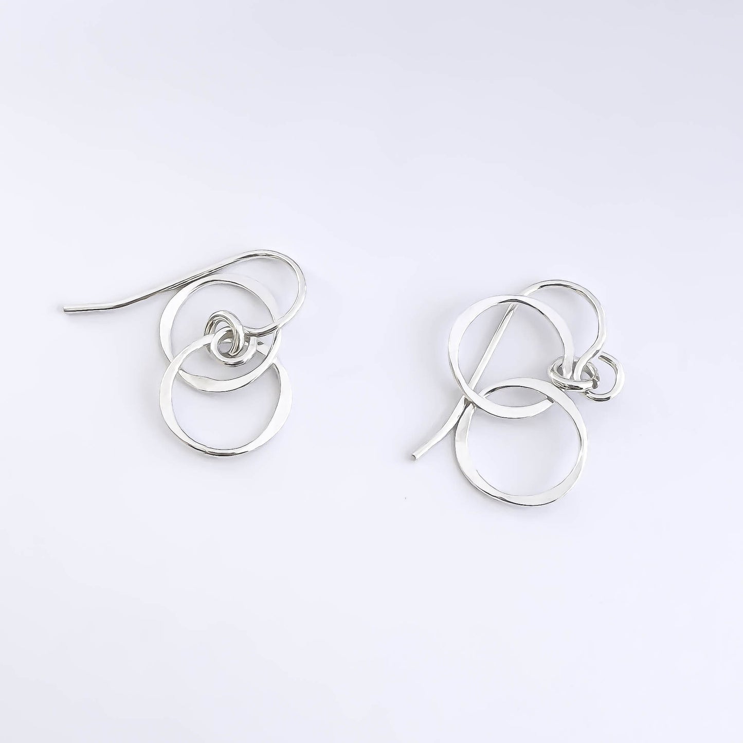Silver Double Circle Dangle Earrings