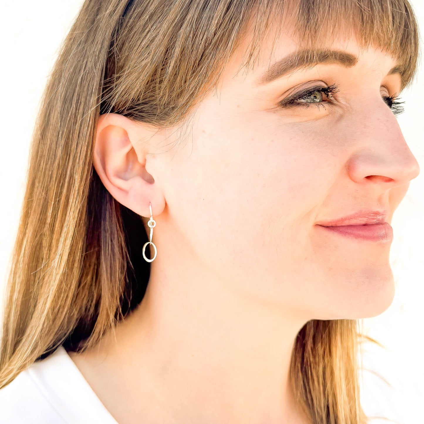 Double Circle Dangle Earrings, Sterling Silver