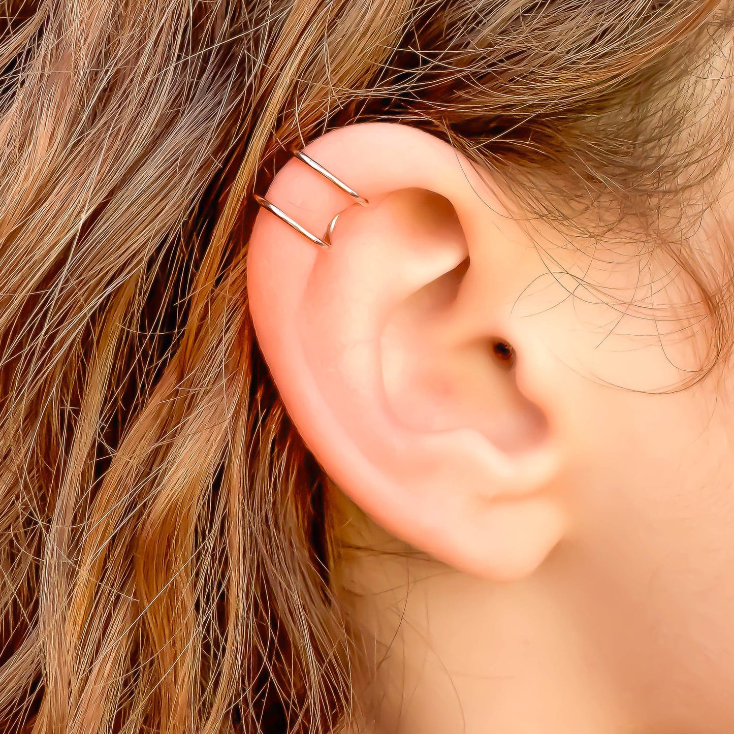 Two Line Cartilage Ear Cuff, 14K Rose Gold Filled