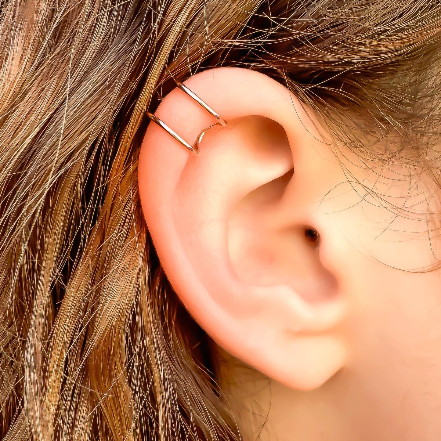 Two Line Cartilage Ear Cuff, 14K Rose Gold Filled