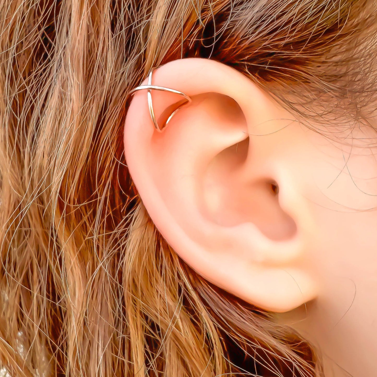 Top Cross Ear Cuff, 14K Rose Gold Filled