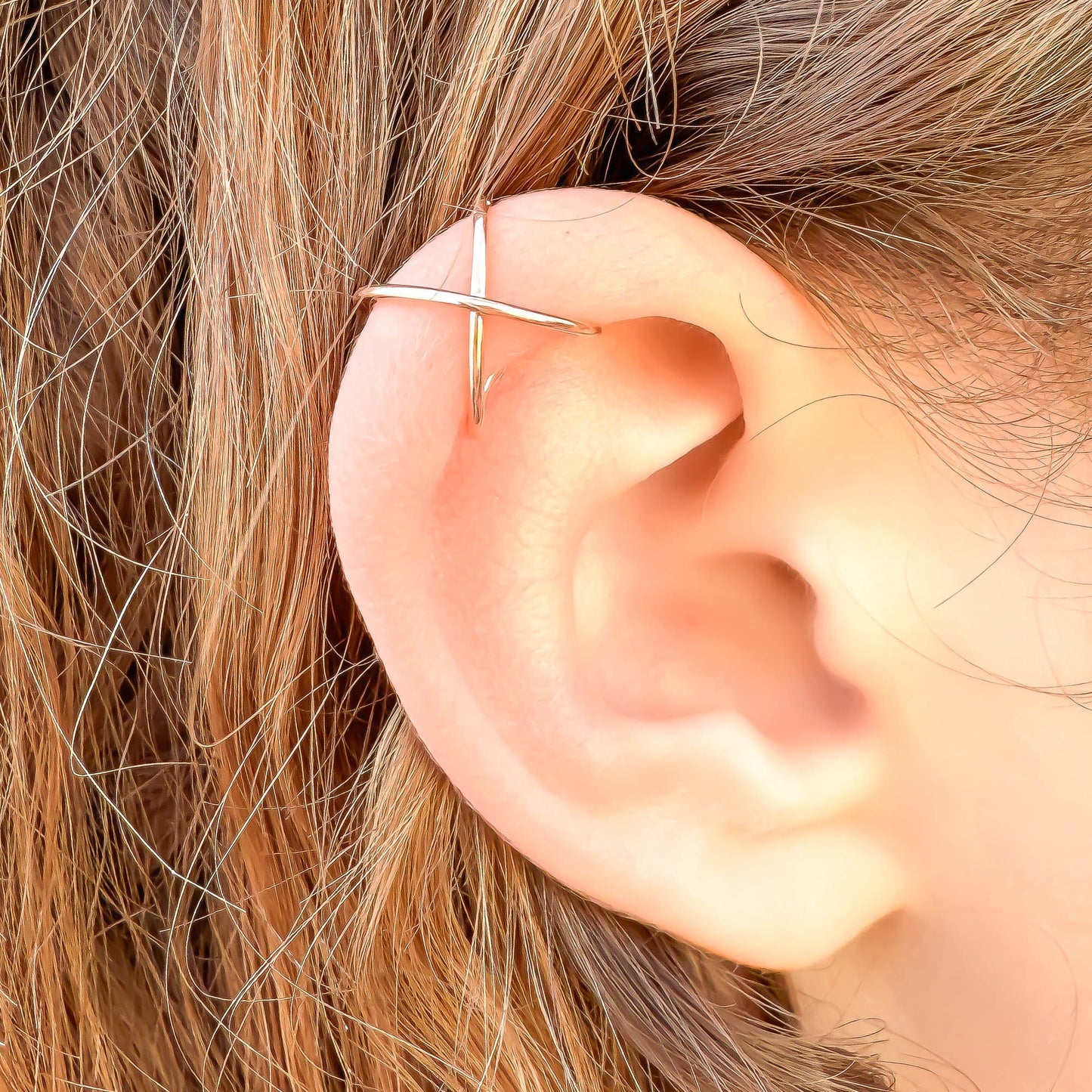 Top Cross Ear Cuff, 14K Rose Gold Filled