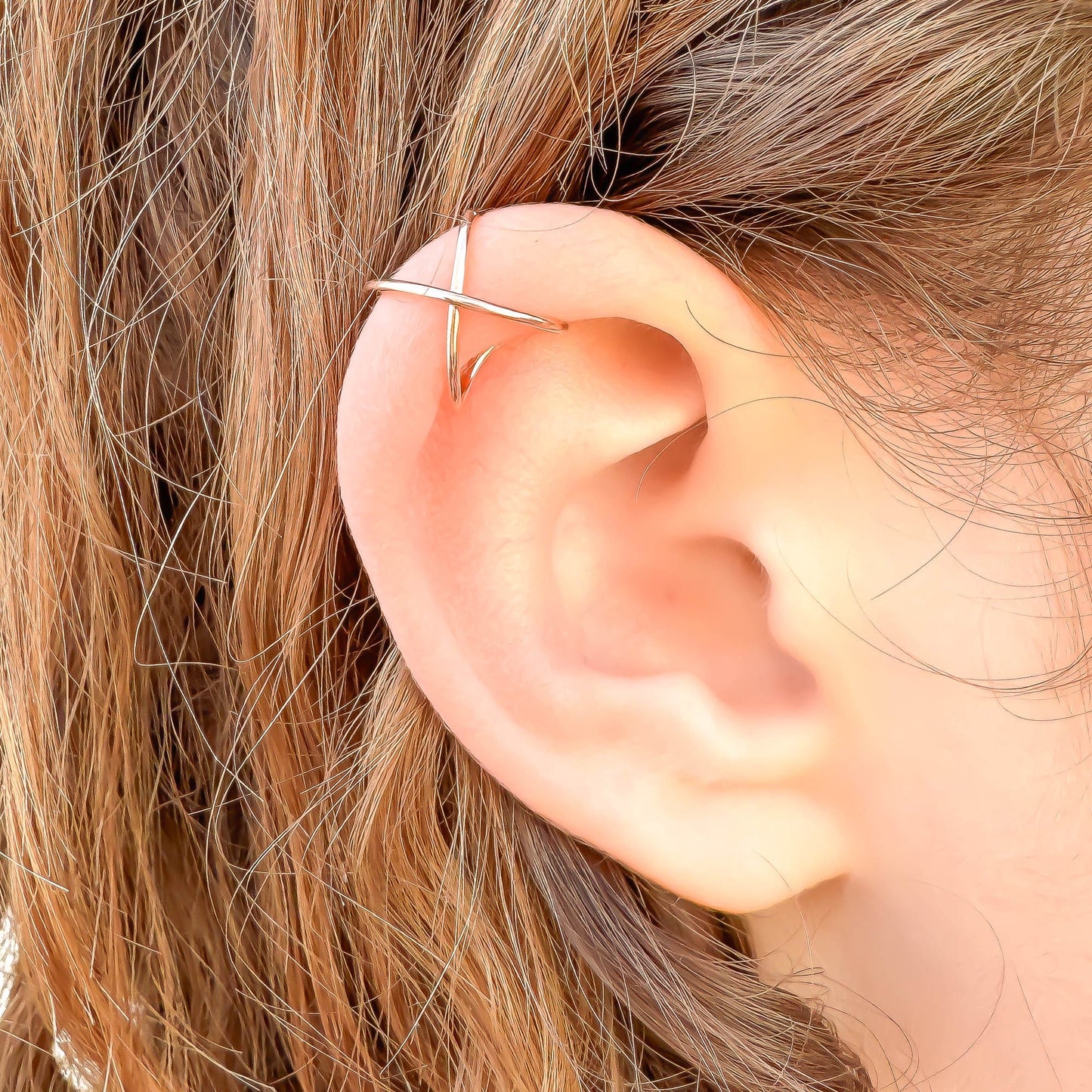 Top Cross Ear Cuff, 14K Rose Gold Filled