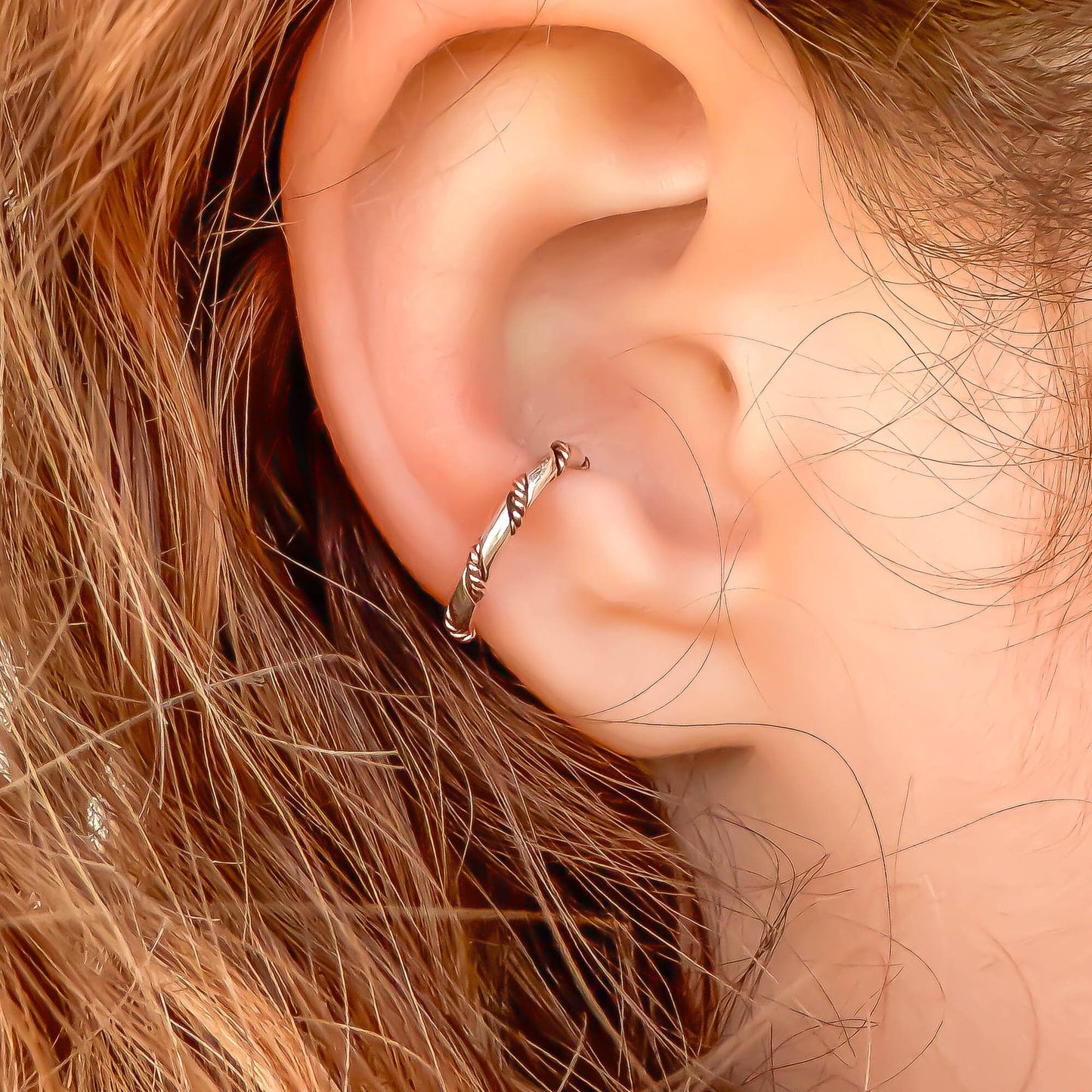 Twist Conch Ear Cuff, Sterling Silver & 14K Rose Gold Filled