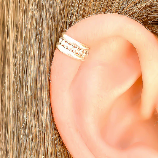 Silver Bead Cartilage Ear Cuff