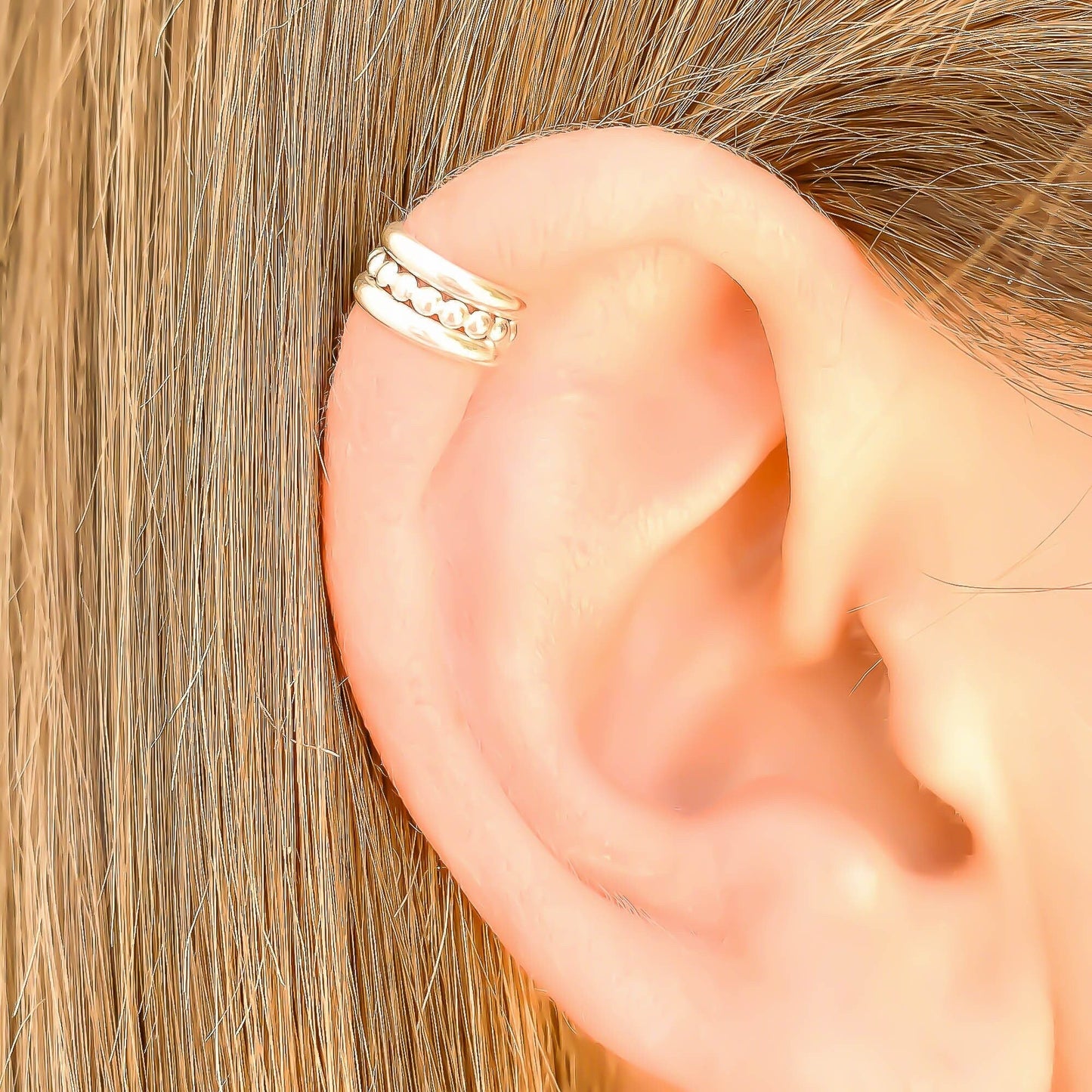 Silver Bead Cartilage Ear Cuff