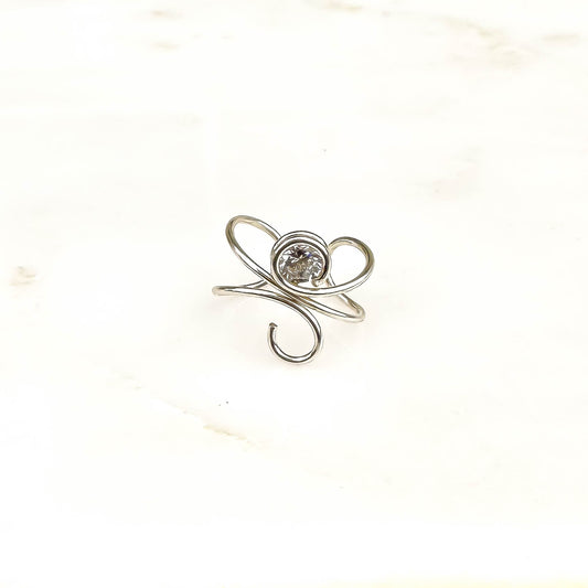 Curl Ear Cuff with CZ, Sterling Silver