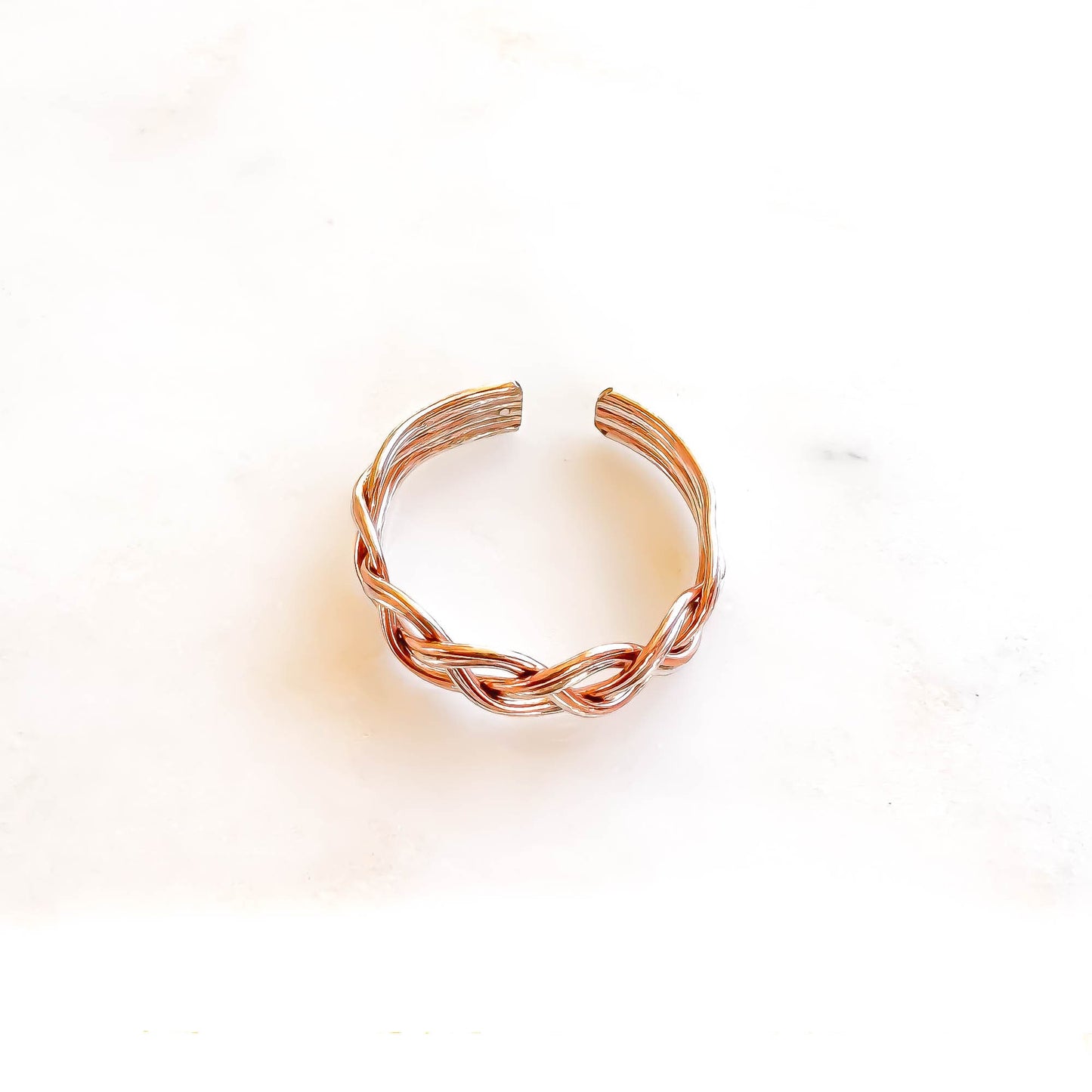 Braided Toe Ring, 14K Rose Gold Filled & Sterling Silver