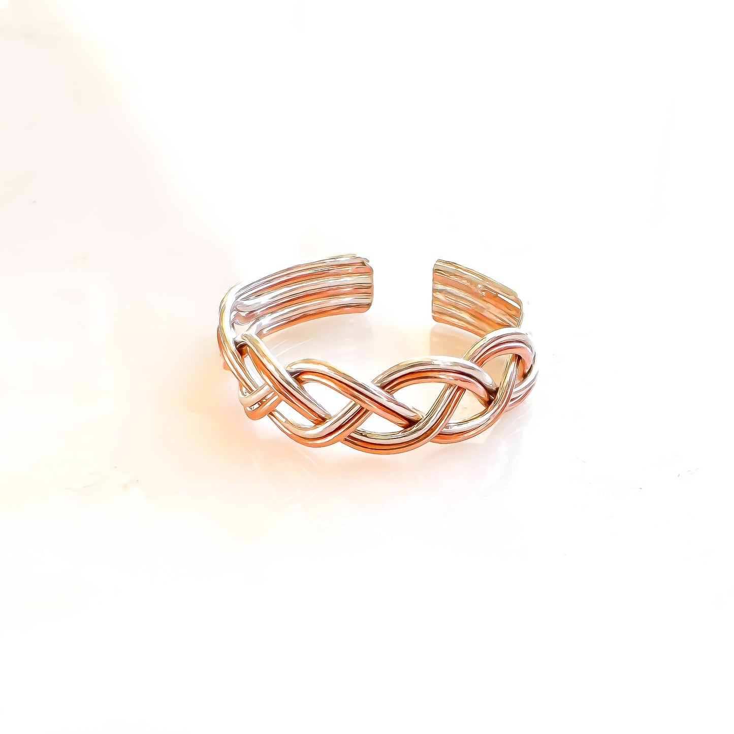 Braided Toe Ring, 14K Rose Gold Filled & Sterling Silver