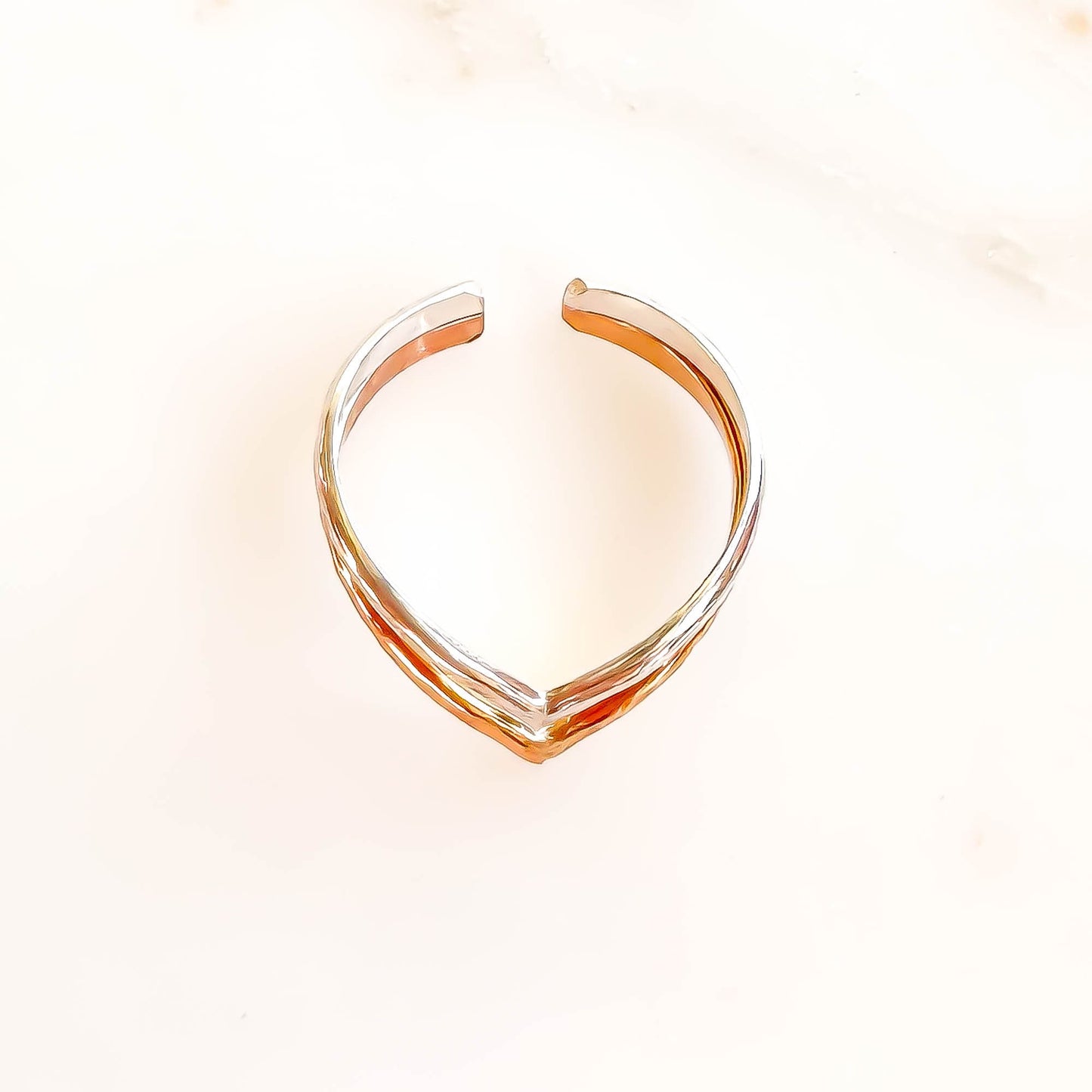 Double Chevron Toe Ring, 14K Gold Filled & Silver