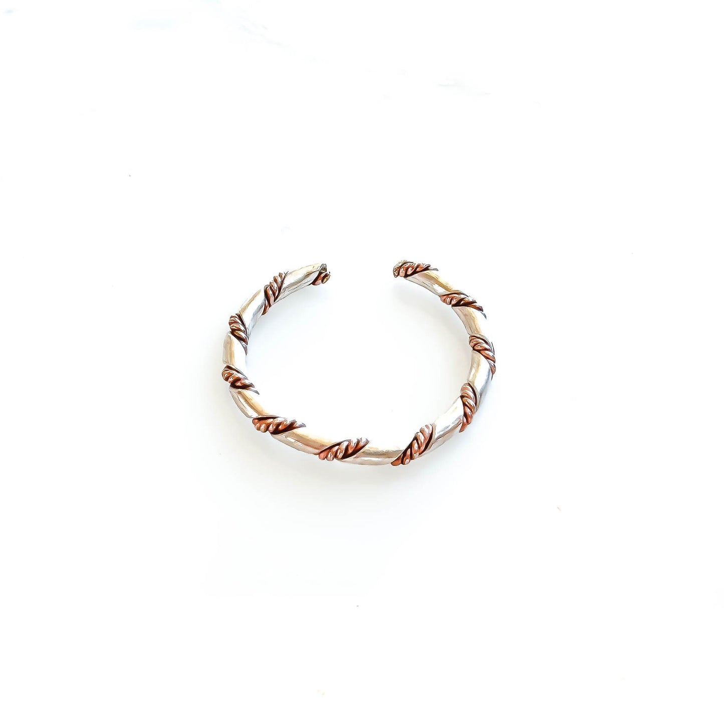 Twisted Toe Ring, Silver & 14K Rose Gold Filled