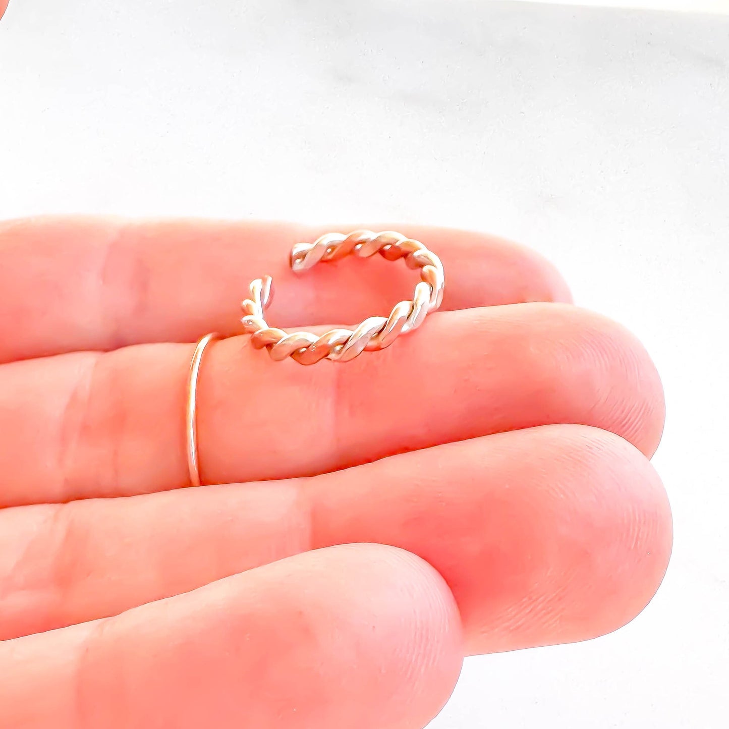 Twist Toe Ring, 14K Rose Gold Filled & Silver