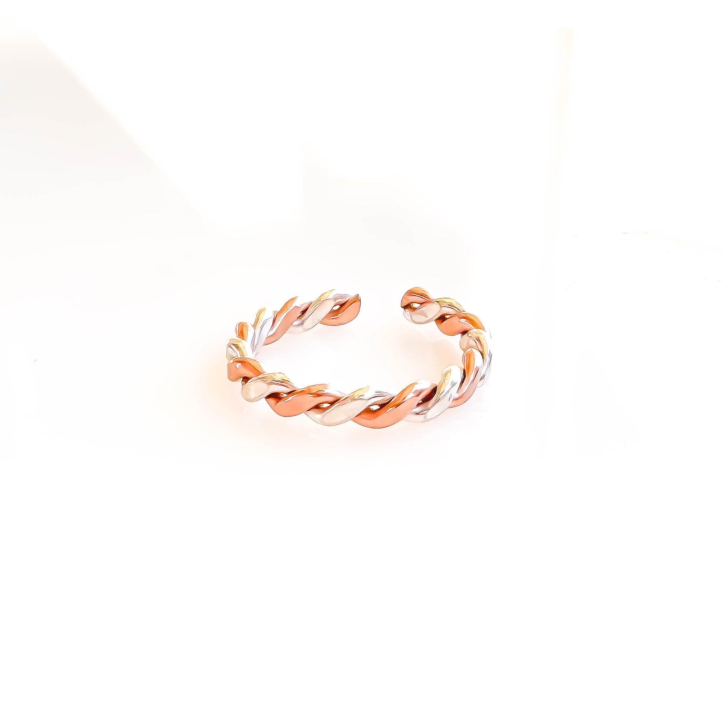 Twist Toe Ring, 14K Rose Gold Filled & Silver