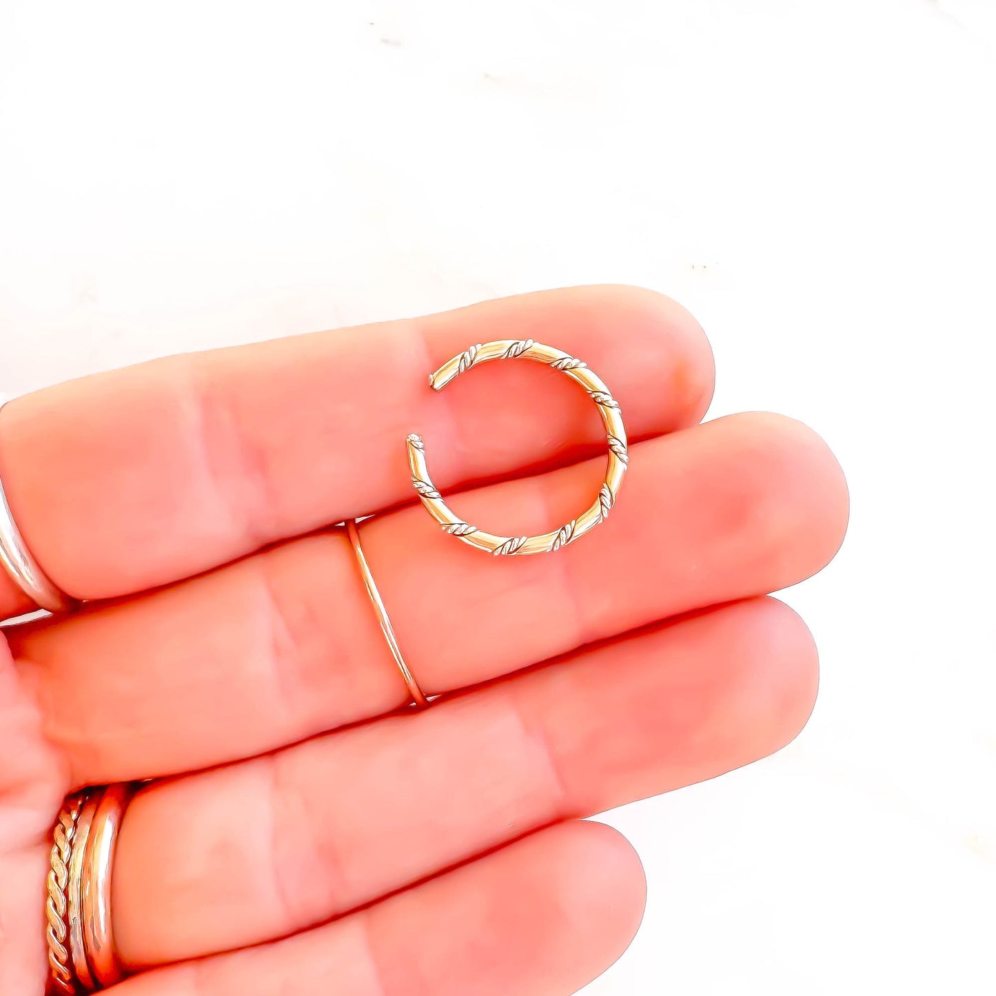 Twisted Toe Ring, 14K Gold Filled & Silver