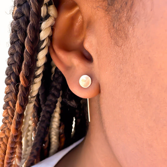 Disc Threader Earrings, 14K Rose Gold Filled