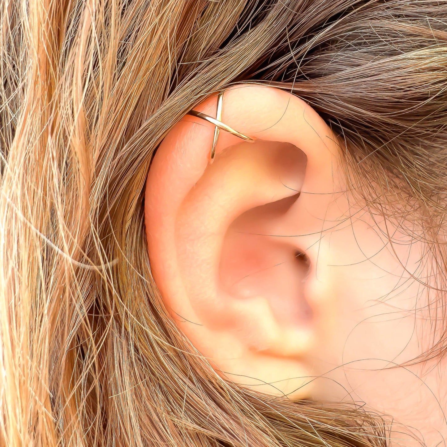 Top Cross Ear Cuff, 14K Gold Filled