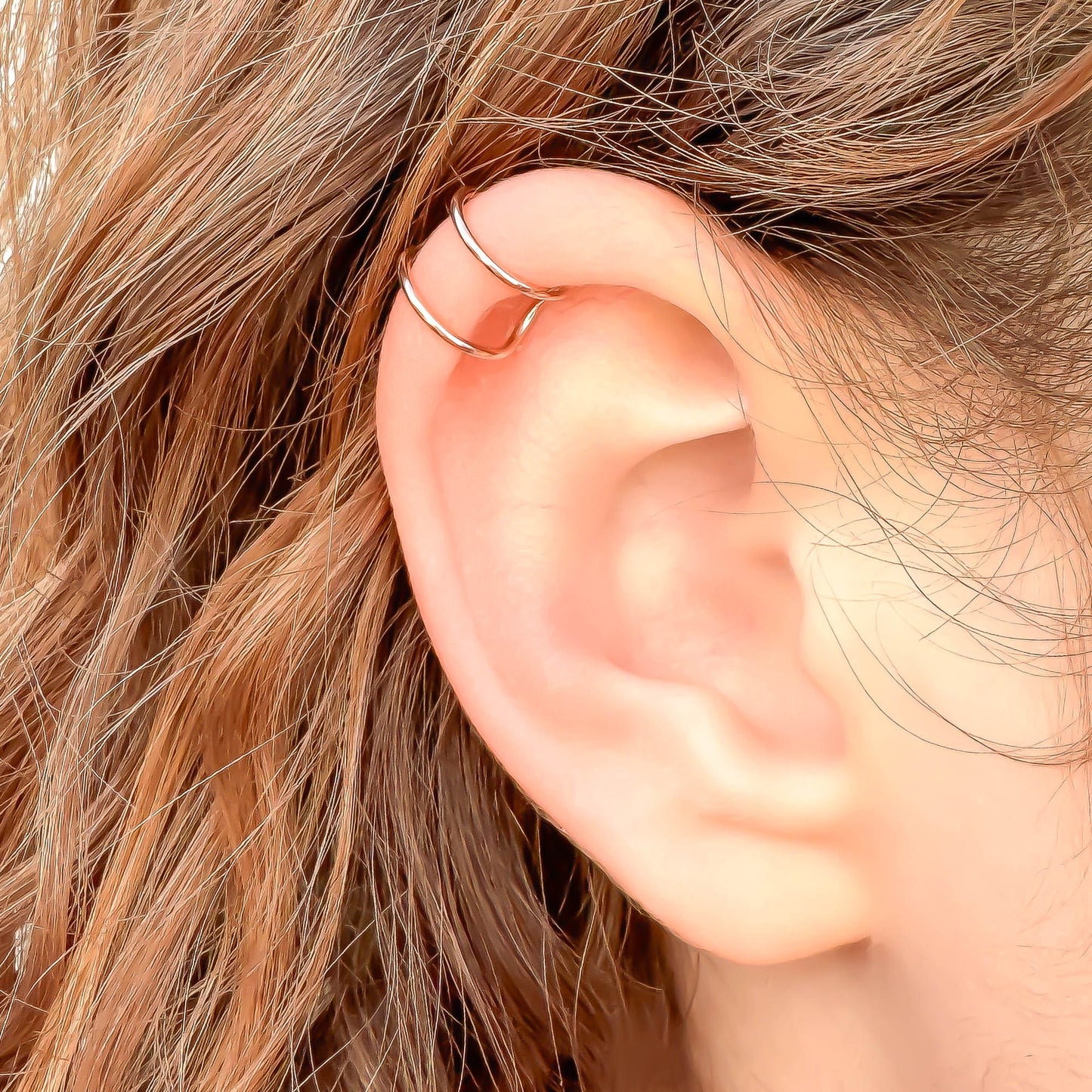 Two Line Cartilage Ear Cuff, 14K Rose Gold Filled