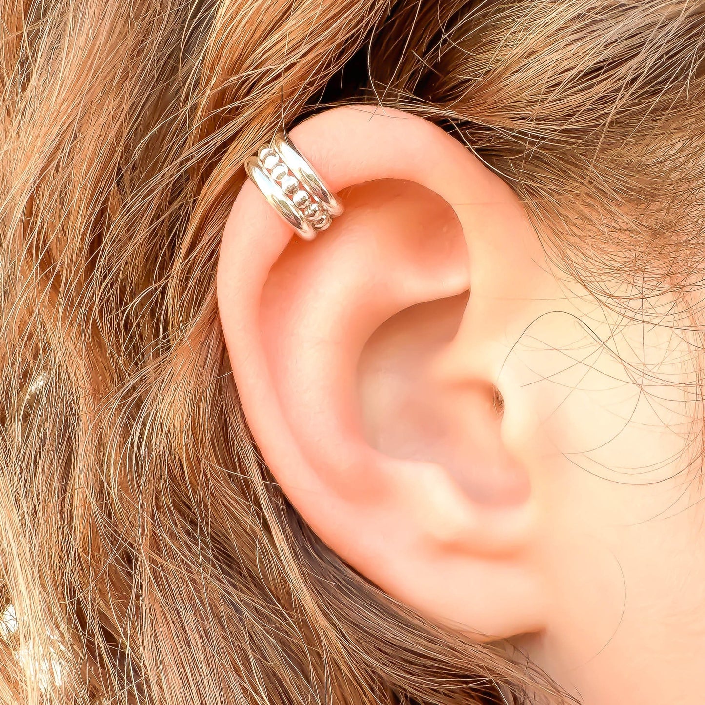 Silver Bead Cartilage Ear Cuff