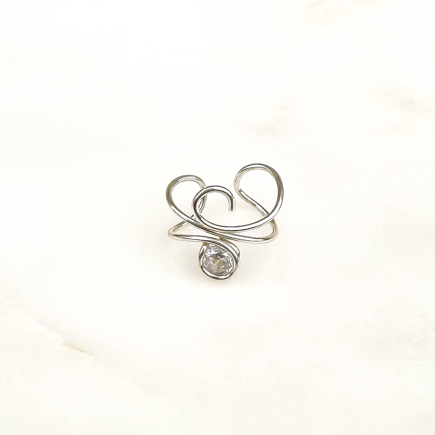 Curl Ear Cuff with CZ, Sterling Silver