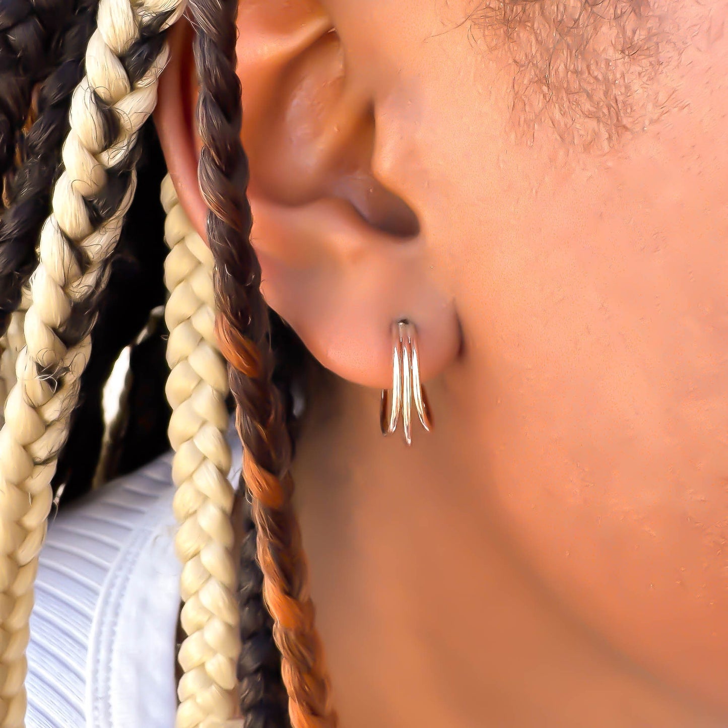 Triple Hoop Earrings, 14K Rose Gold Filled