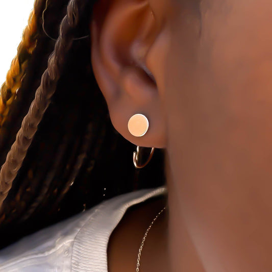 Disc Half Hoop Earrings, 14K Rose Gold Filled